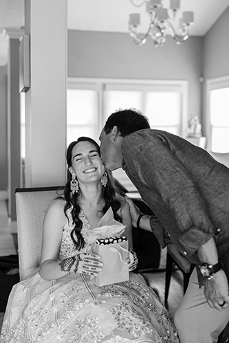 Bride receiving a gift