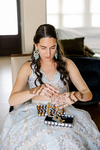 Bride opening jewelry gifts