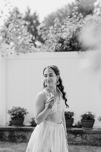 Black and white of bride