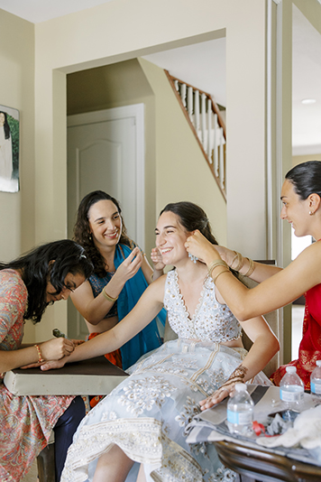 Bride being pampered